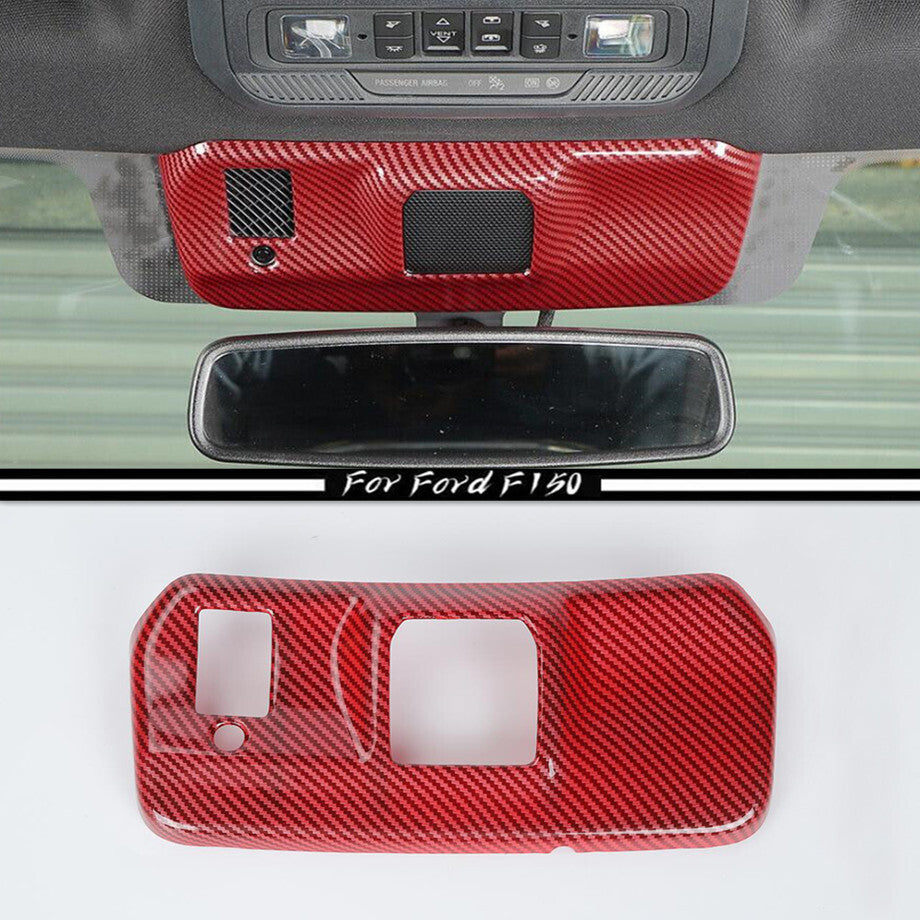 Red Carbon Inner Rearview Mirror Base Cover Trim For F150 21-23 Accessories v
