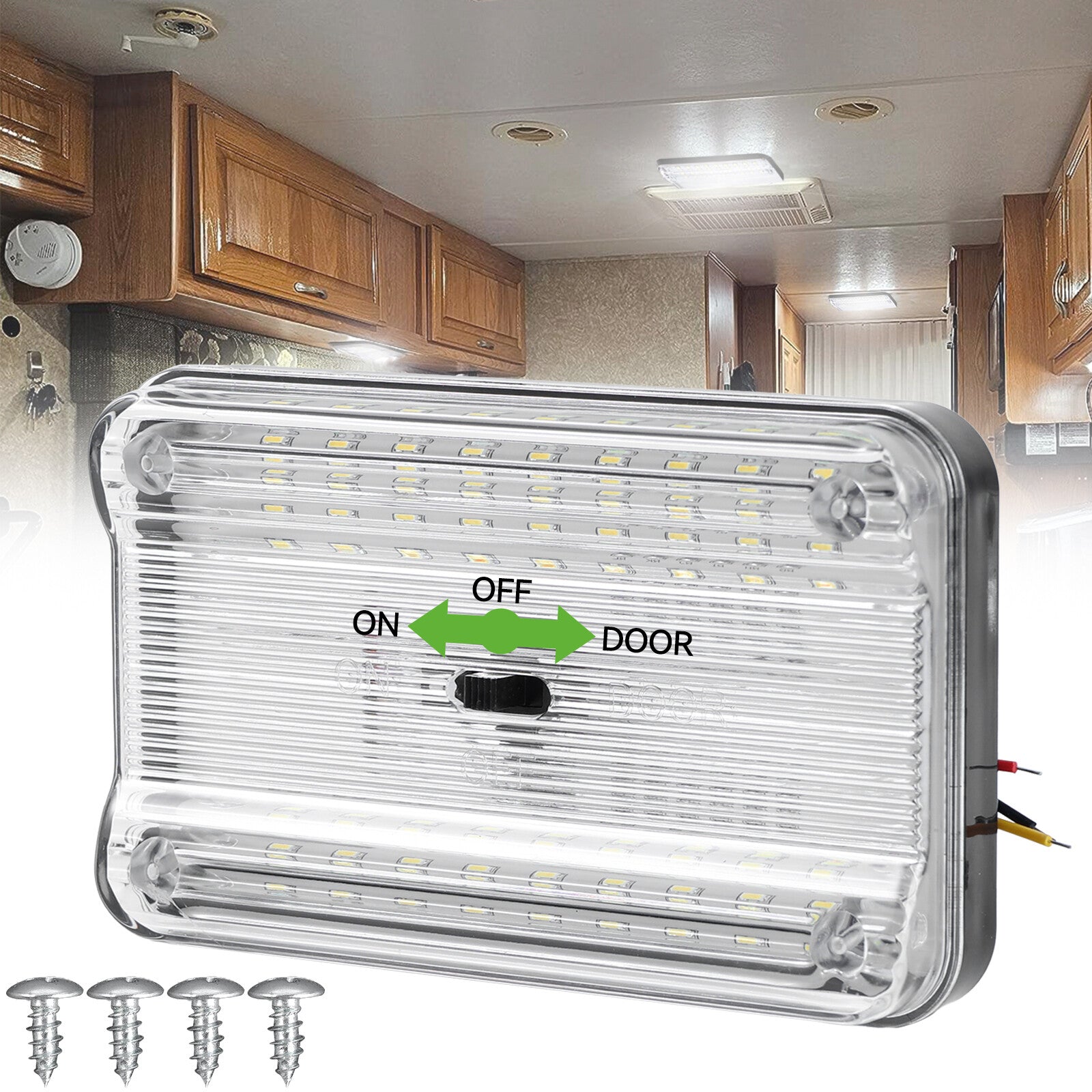 White 12V 6000K On/Off Switch Cabin Roof Dome Light Car Interior Reading Light