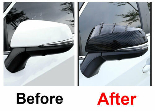 for Toyota Rav4 2019-2022 Carbon Fiber Black Side Rear View Mirror Cover Trim 2p