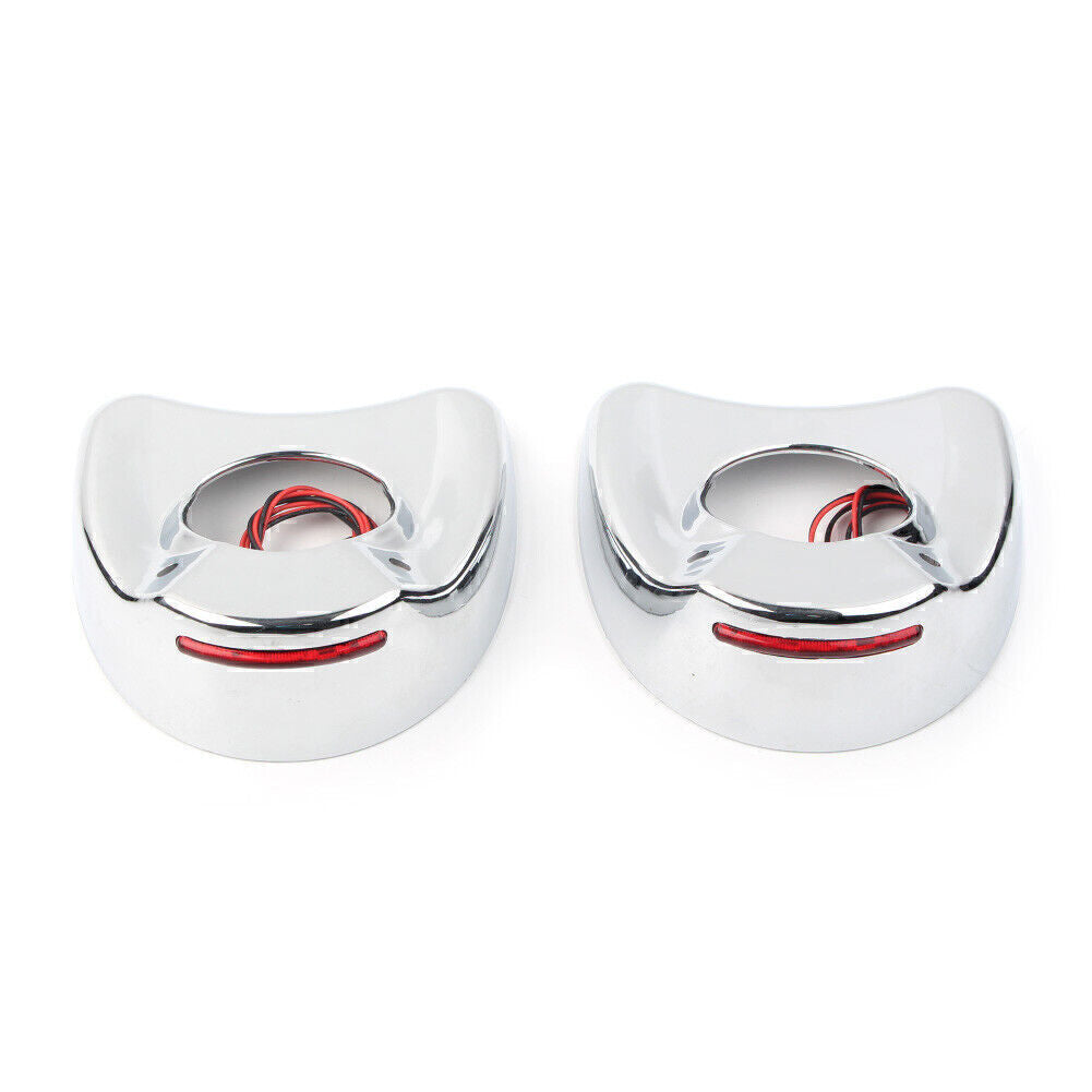 Chrome Fairing Mount Side Mirror LED Cover Shell Fit for Harley Electra Glide 96-13 Q