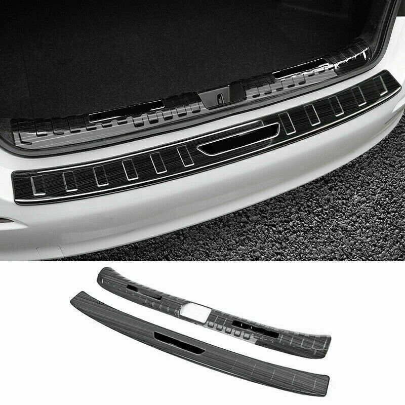 2P for Honda for Civic 2022-2023 Black Rear Bumper Door Sill Scuff Plate Cover Guard