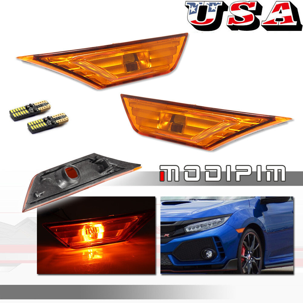 OE Style Side Marker Lights with Amber Led for 2016+ for Honda for Civic Coupe/Hatchback - v