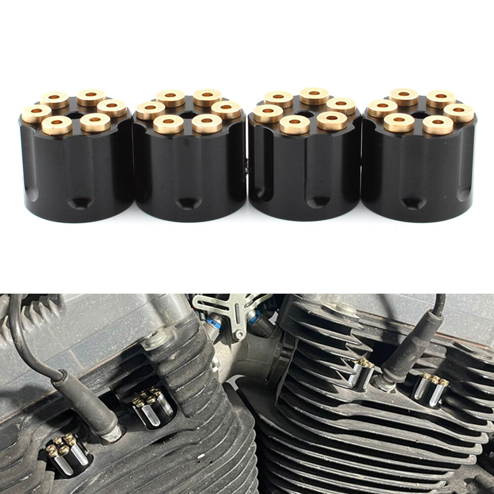 Spark Plug Screw Nut Head Bolt Engine Cover Cap Fit for Harley Twin Cam 1999+ Black