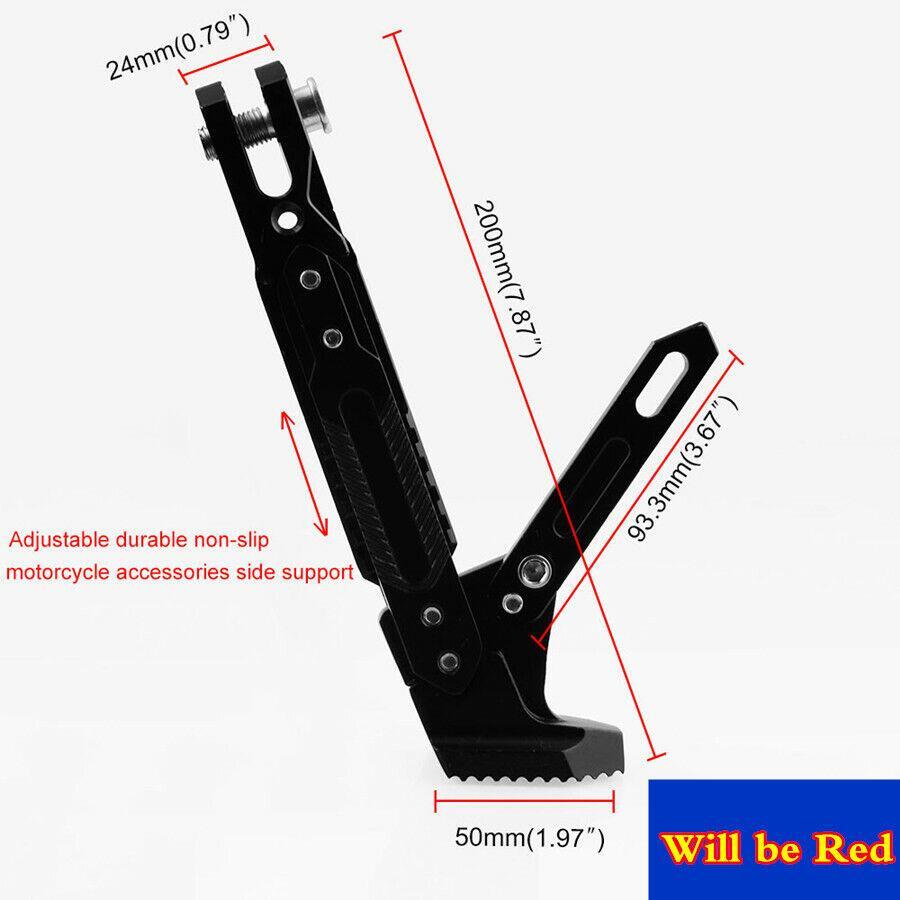 Adjustable motorcycle side tripod bracket, anti-fall foot bracket, red - n