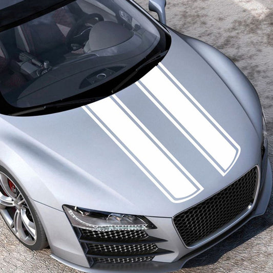 Racing Car Hood Body Side Vinyl Stripe Decal Sticker Vinyl Film Waterproof White