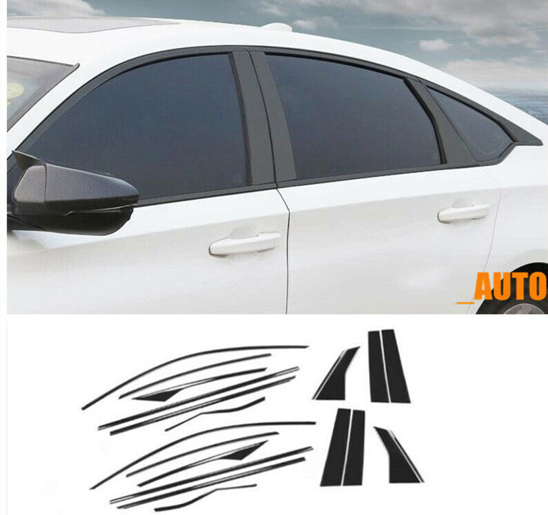 Fit for Honda Accord 2018-2022 Black Stainless Car Window Trim Strip Cover 20Pcs