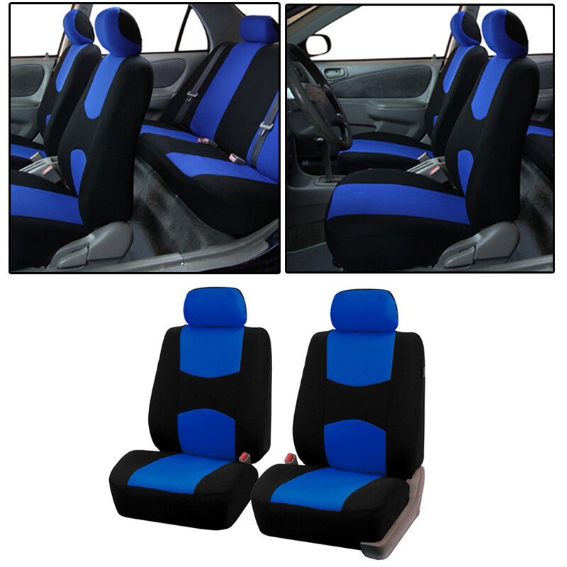 Universal 9-piece complete car for seat cover kit, low-back flat cloth, comfort, blue, effective. n