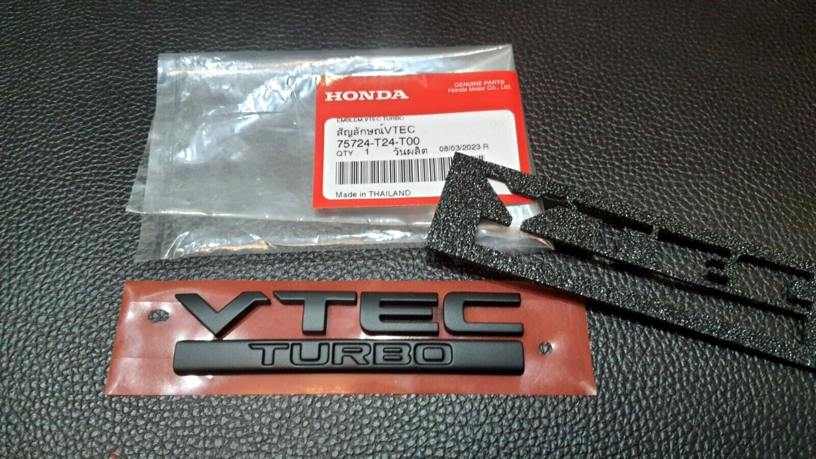 VTEC TURBO MATT BLACK LOGO EMBLEM BADGE FOR REAR for HONDA CIVICFC FK FE 2015-ON SET