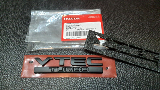 VTEC TURBO MATT BLACK LOGO EMBLEM BADGE FOR REAR for HONDA CIVICFC FK FE 2015-ON SET