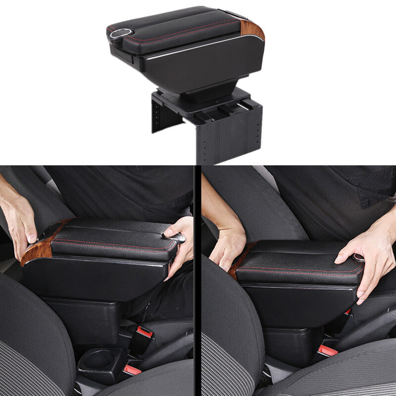 US Car Dual Opening DoubleLayer Armrest Box Central Console Cup Holder Storage v