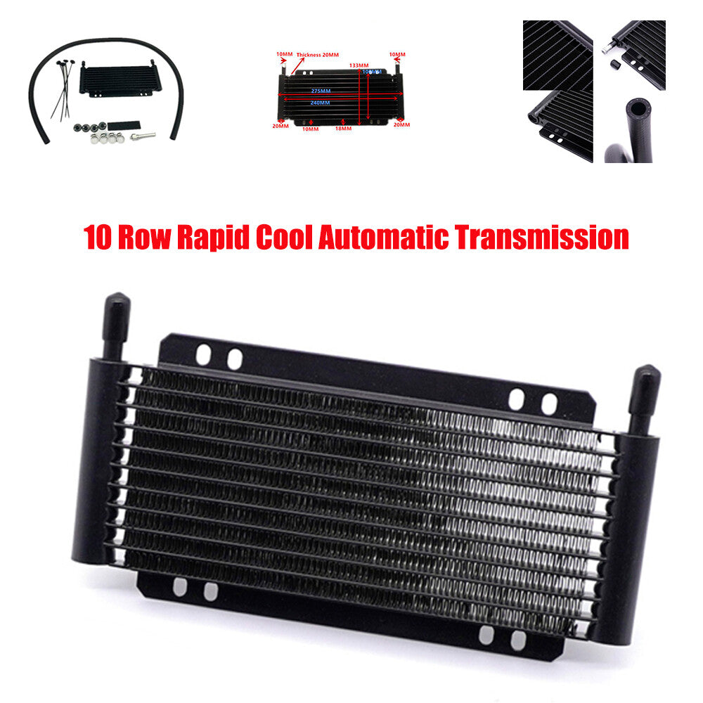 AN10 10-row aluminum oil cooler for fast cooling automatic transmissions, 0.55 liter capacity. n