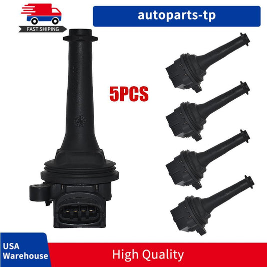 Set of 5 Ignition Coils for Volvo C70 S60 S70 S80 V70 XC70 XC90 L5 L6 2.5L UF341