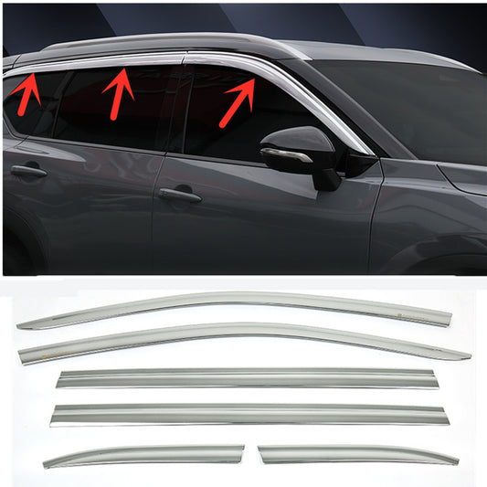 6X Chrome Window Visor Vent Shade Rain Guard Deflector for Nissan Rogue 21-2023