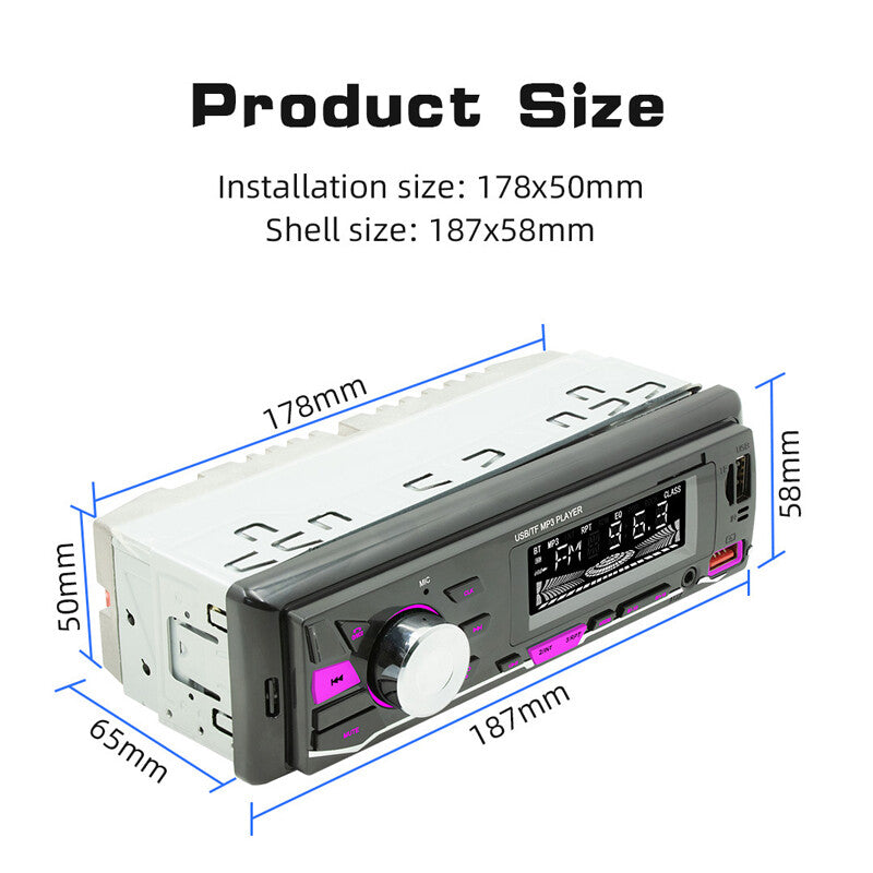 1DIN Car Stereo Receiver with Bluetooth, USB, TF, MP3 Player, AUX Radio, and Call Assistant n