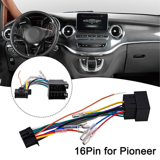 Black Car Radio Wiring Harness Connector Adapter for Pioneer DEHMVH ISO