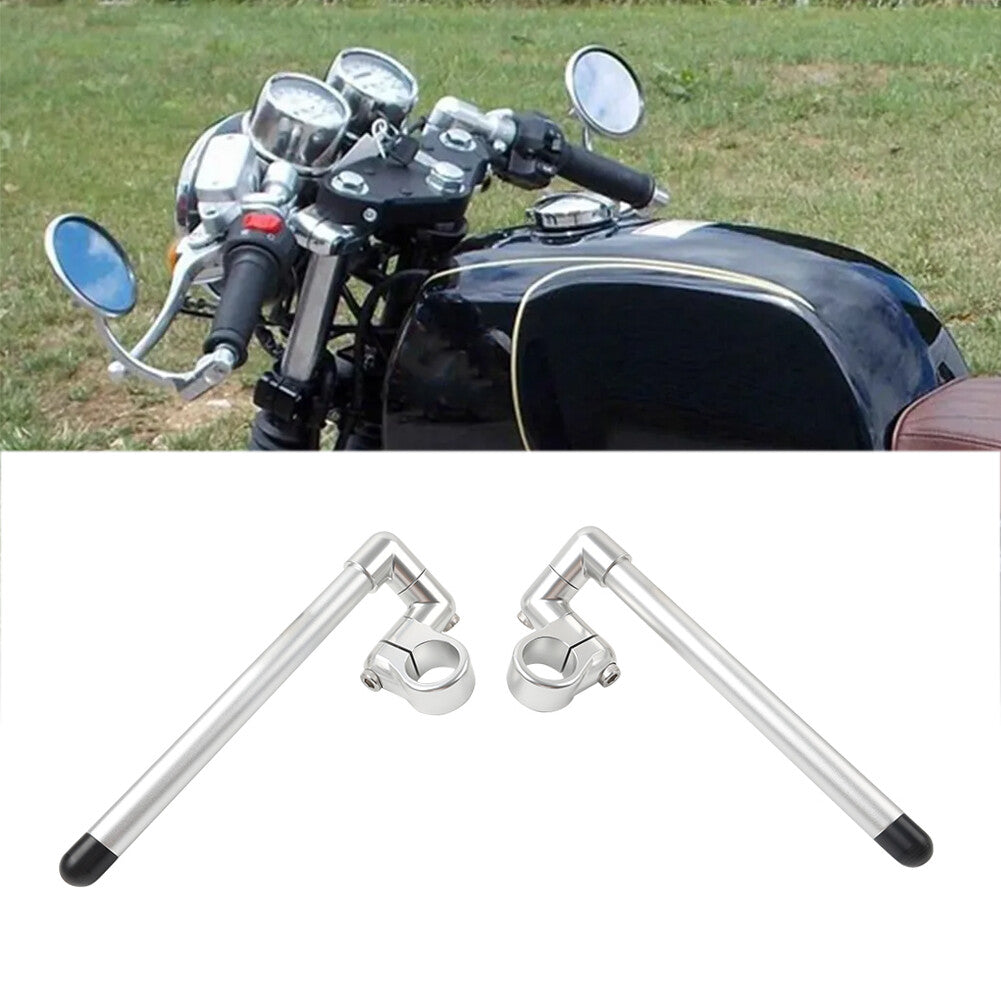 Silver Cafe Racer Bars 7/8 Universal Clip-On Handlebar Fork Tube 35MM