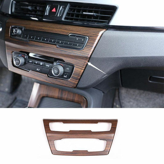 for BMW X1 F48 2016-2021 Pine Wood Grain Console CD Button Control Frame Trim