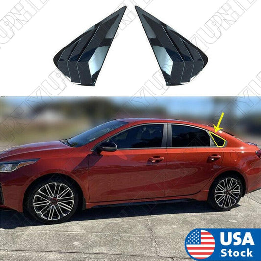for Kia Forte K3 2019-2022 Glossy Black Side Vent Window Scoop Louver Cover Trim