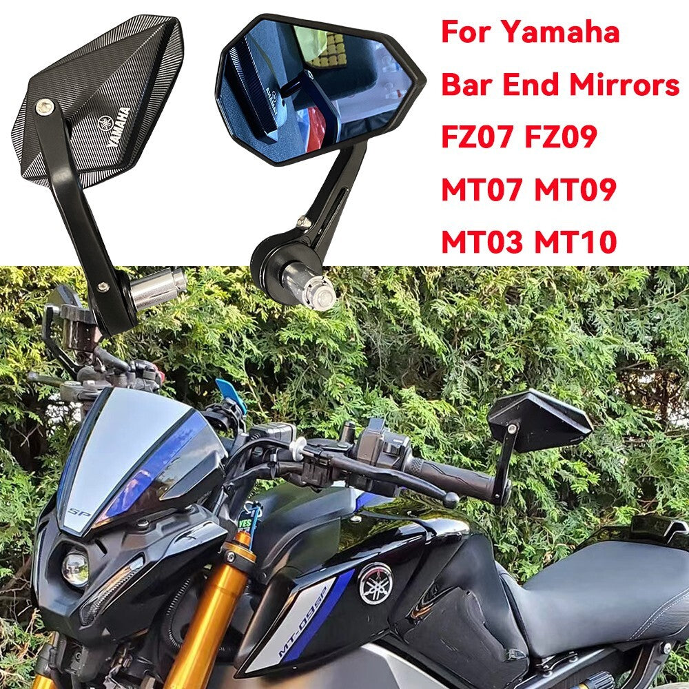 7/8 Motorcycle Handle Bar End Black Mirrors for Yamaha MT-03 MT-07 MT-09 MT-10