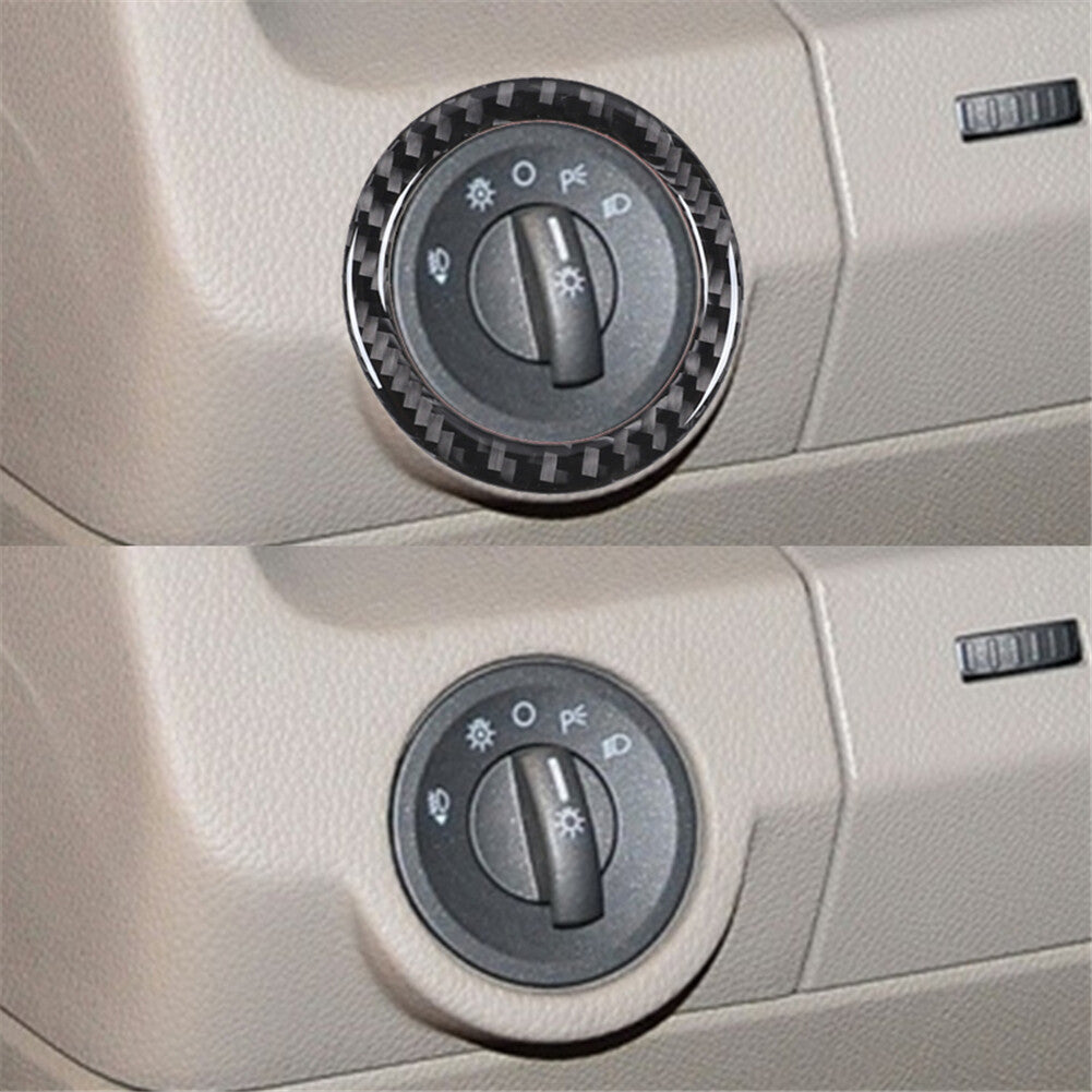 Carbon Fiber Interior Headlight Button Ring Trim for Lincoln for Navigator 2007-2014