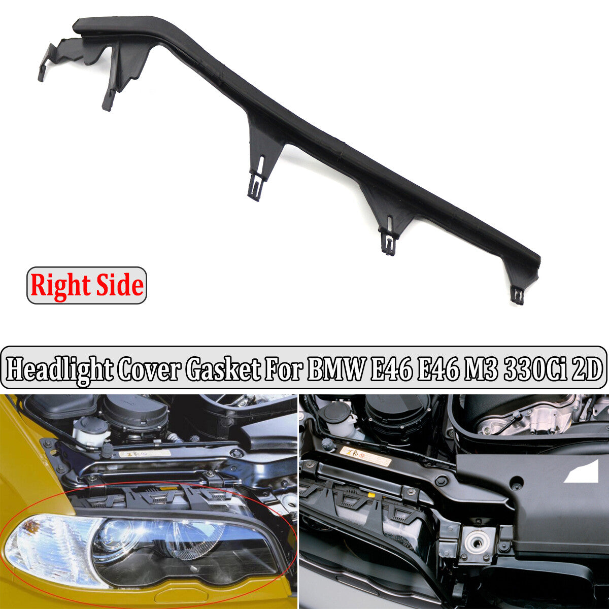 The front right headlight protective cover washer is suitable for BMW E46 M3 330Ci 63128384490