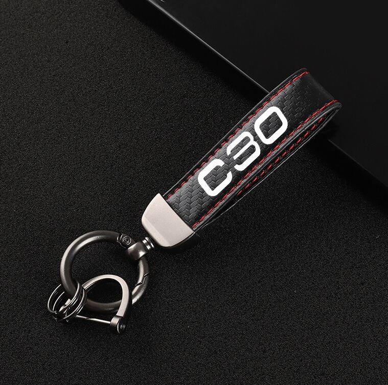 Suitable for C30 car keychains, key rings, key fobs, car accessories, black and red