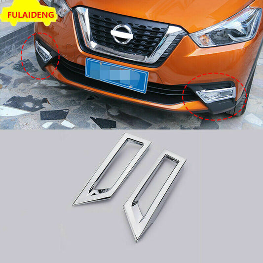 for Nissan Kicks 2018-2020 ABS Chrome Car Front Bumper Fog Light Lamp Cover Trim