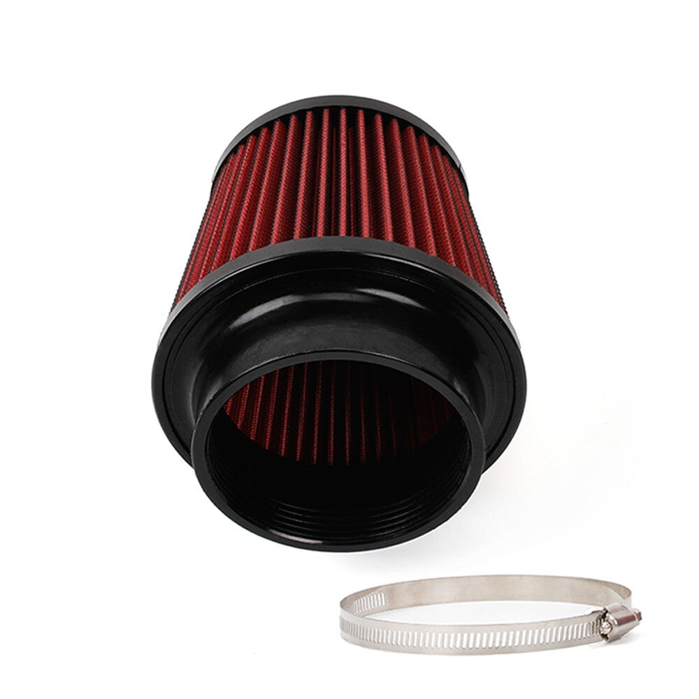 Red 4 100mm Dry Air Filter Inlet Cold Air Intake Cone+Air Filter Dust Cover Q