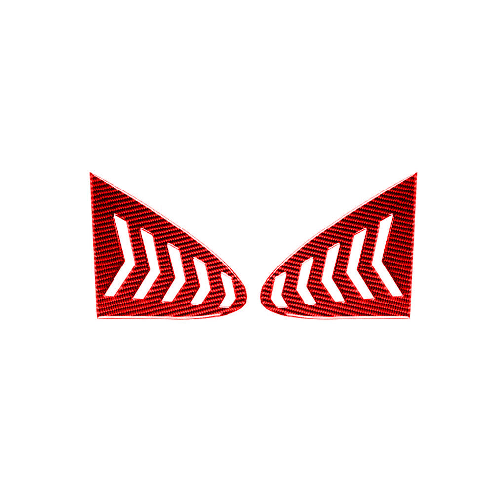2X Red Carbon Fiber Rear Triangle Glass Cover Trim for Porsche Taycan 2019-2022