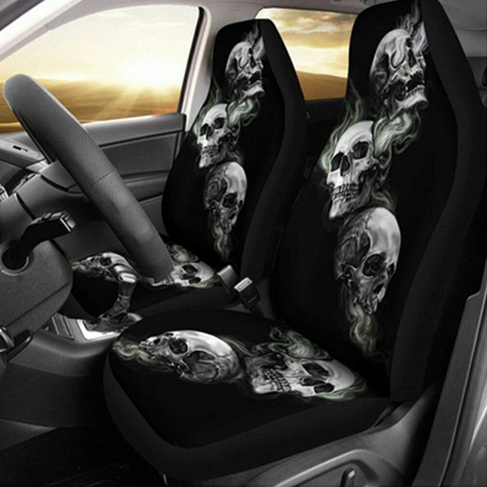 2pcs/set Skull Front for Seat Cover Black Full Cover For Interior Replacement n