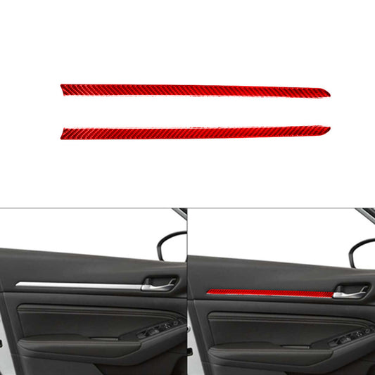 Red Carbon Fiber Front Door Panel Strips Cover Trim for Nissan Altima 2019-2022