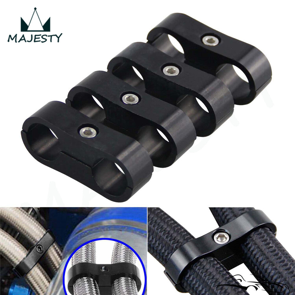 4pcs AN8 16MM 0.63 Braided Hose Separator Clamp Fitting Adapter Bracket Black