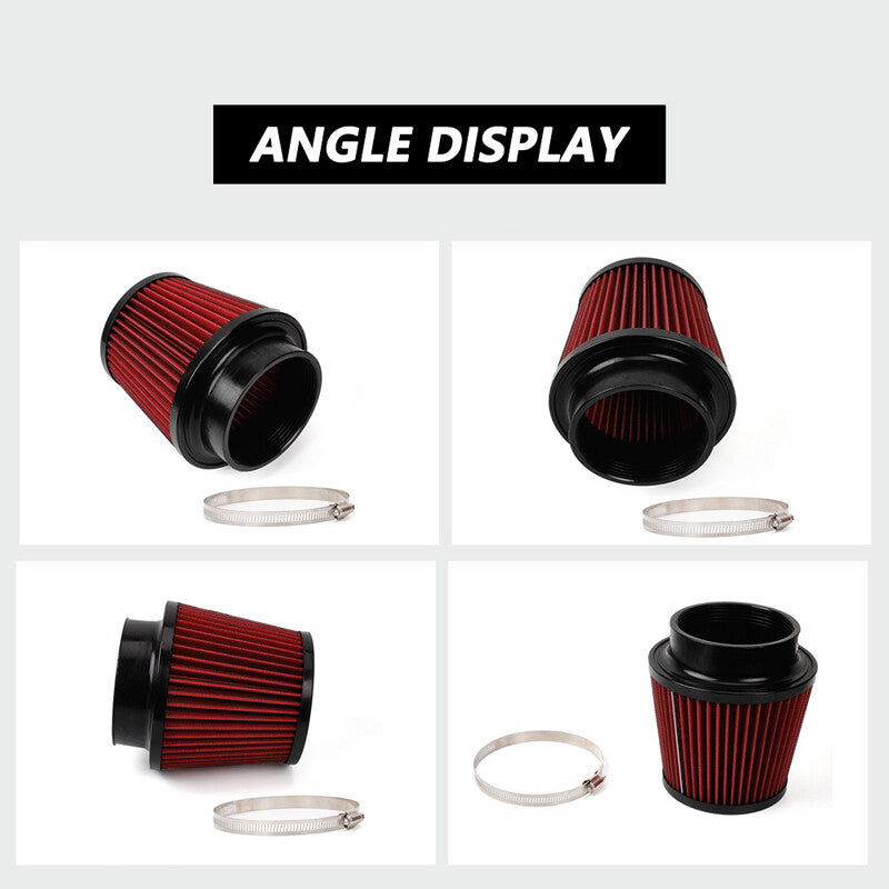 4 High Flow Inlet Cleaner Dry Filter Cold Air Intake Cone Replacement Red US v