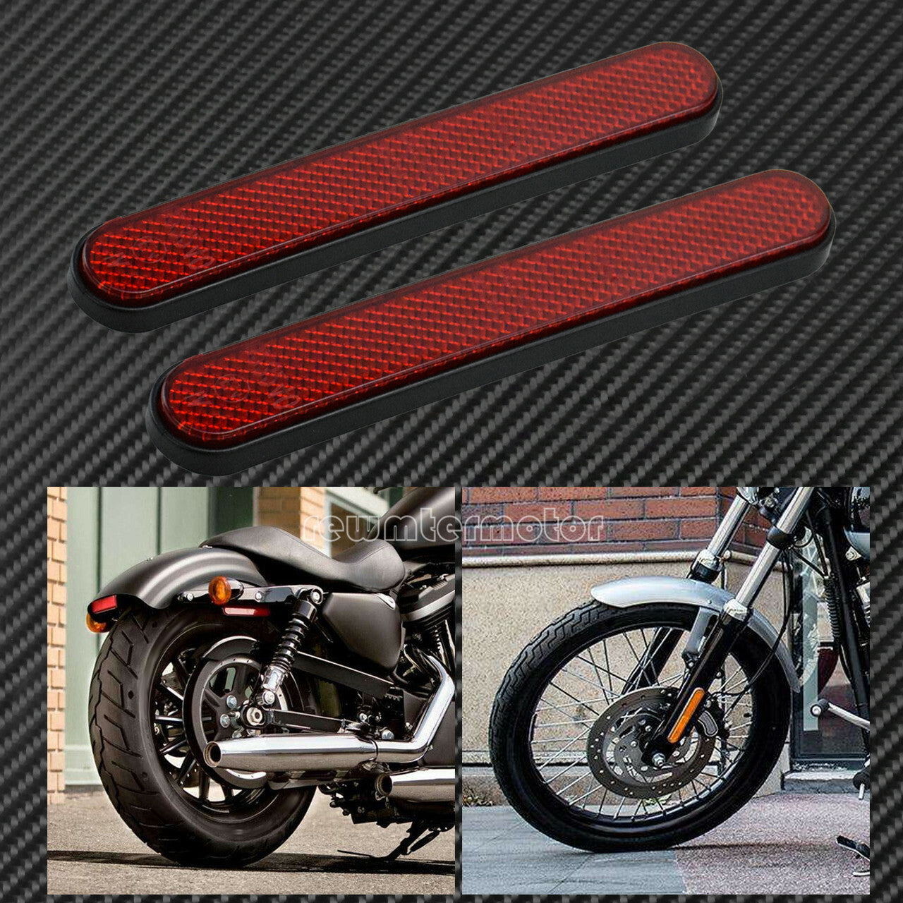 Front Rear Red Reflector Sticker Saddlebag Latch Lower Fork Fit for Harley Sportster Q
