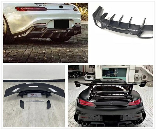 Carbon Fibre Series Rear Spoiler Wing Diffuser 2 pcs for Benz AMG GT Q