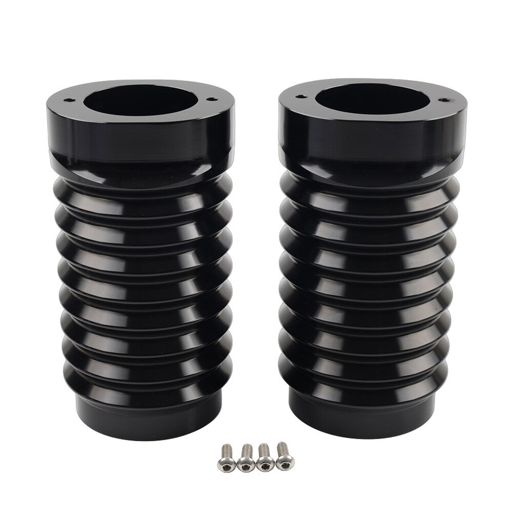 Retro Fork Boot Slider Covers Black for Harley Tour Road Street Tri Glide FLHR