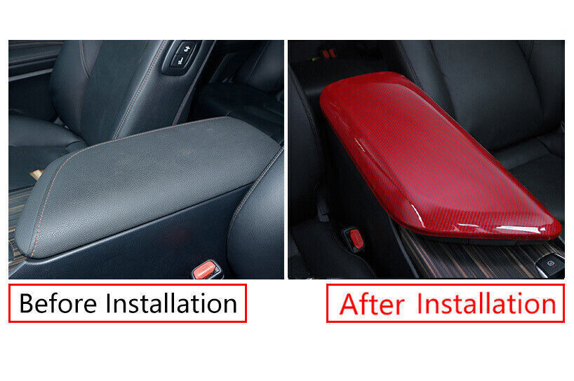 For Toyot@a for Camry 2018-2023 ABS Red Carbon Fiber Central Armrest Box Cover Trim n