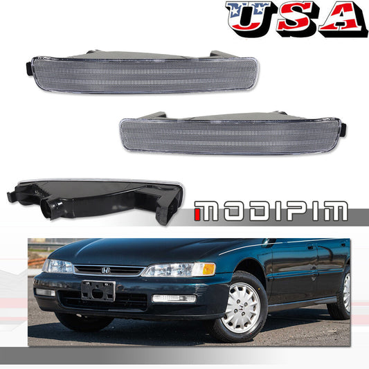 A pair of transparent lens signal bumper light housings suitable for the 1996-1997 for Honda Accord- v