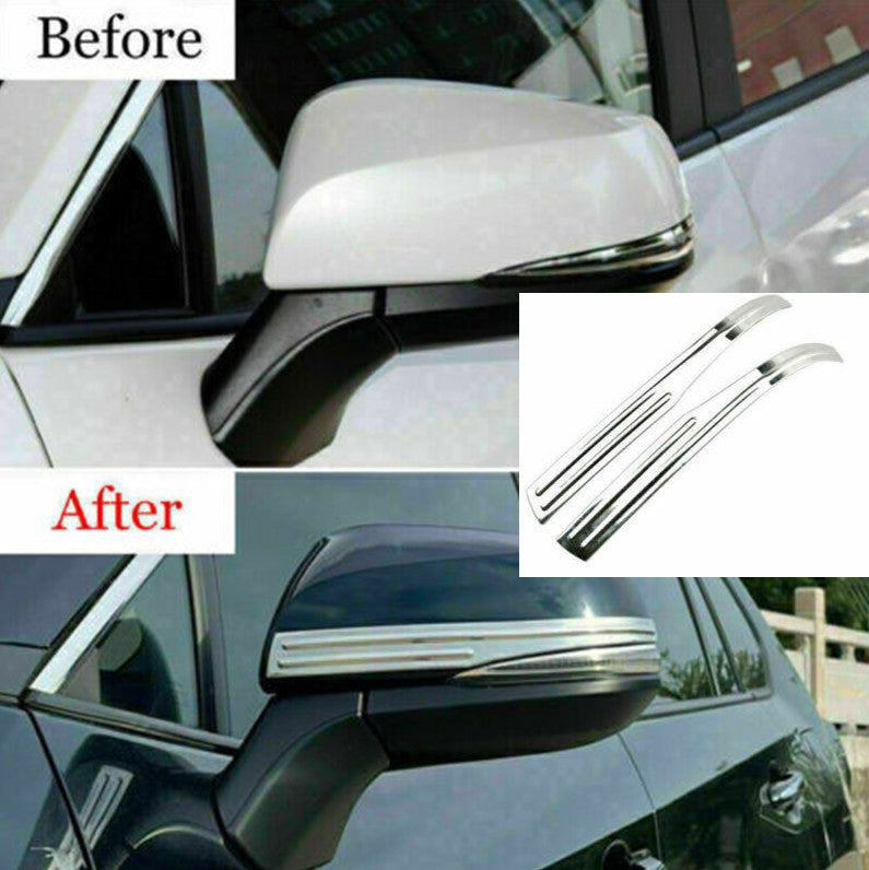 for Toyota for Sienna 2021-24 Chrome Steel Rear View Side Door Mirror Strip Trim 2X