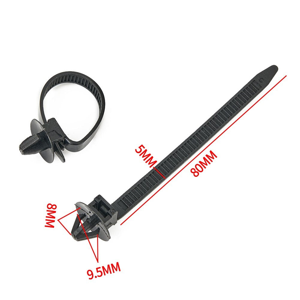 50-Piece Nylon Cable Tie Wrapping and Fixing Clips, Car Hose Buckles, Zipper Straps Kit
