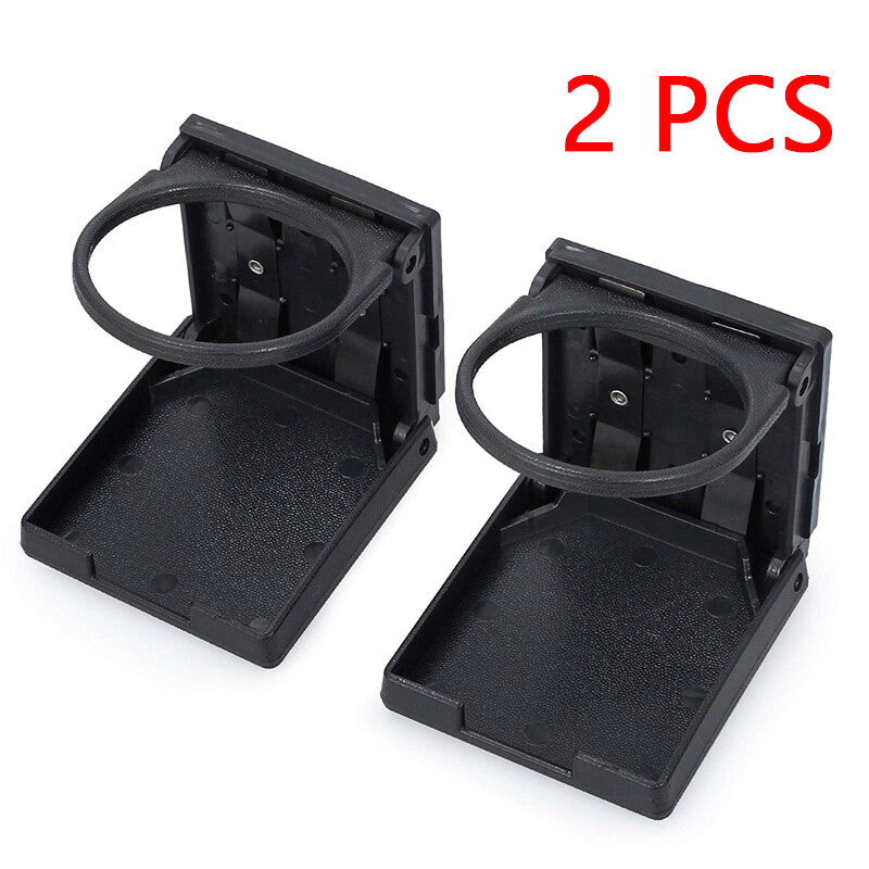 1 pair of plastic folding cup beverage holders + car, SUV, truck, boat, and RV brackets - n