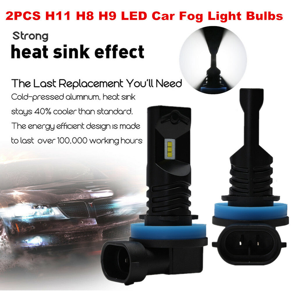 2pcs H11 H8 H9 LED fog light bulbs, daytime running lights, 6000k, white. n