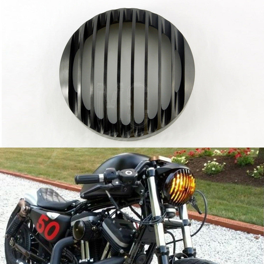 5 3/4 Black CNC Aluminum Headlight Grill Cover for Harley Sportster 883 1200 Q
