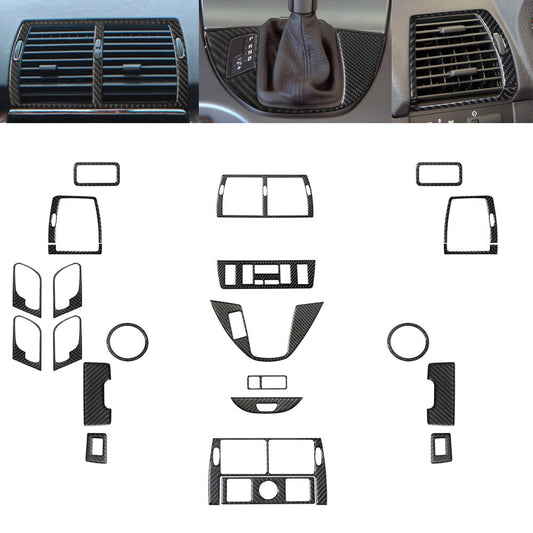 21Pcs Carbon Fiber Full Interior Set Dashboard Cover Trim for BMW X5 2000-2006
