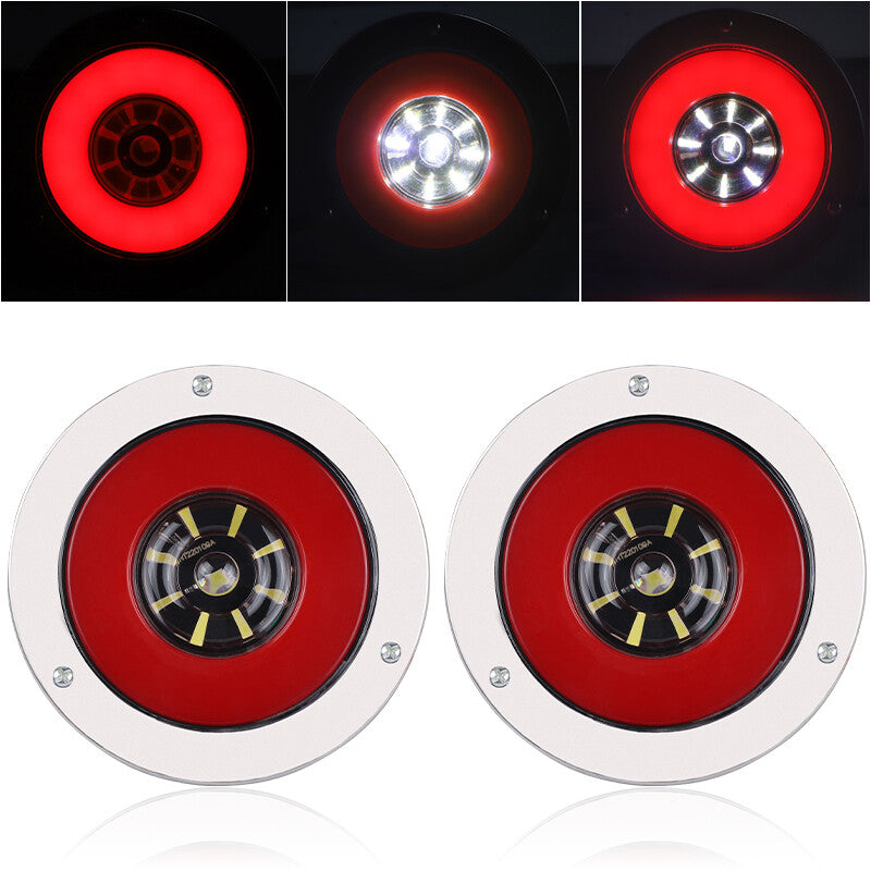 2X 4inch Round 24LED Truck Trailer Stop Turn Signal Tail Brake Lights Red/White