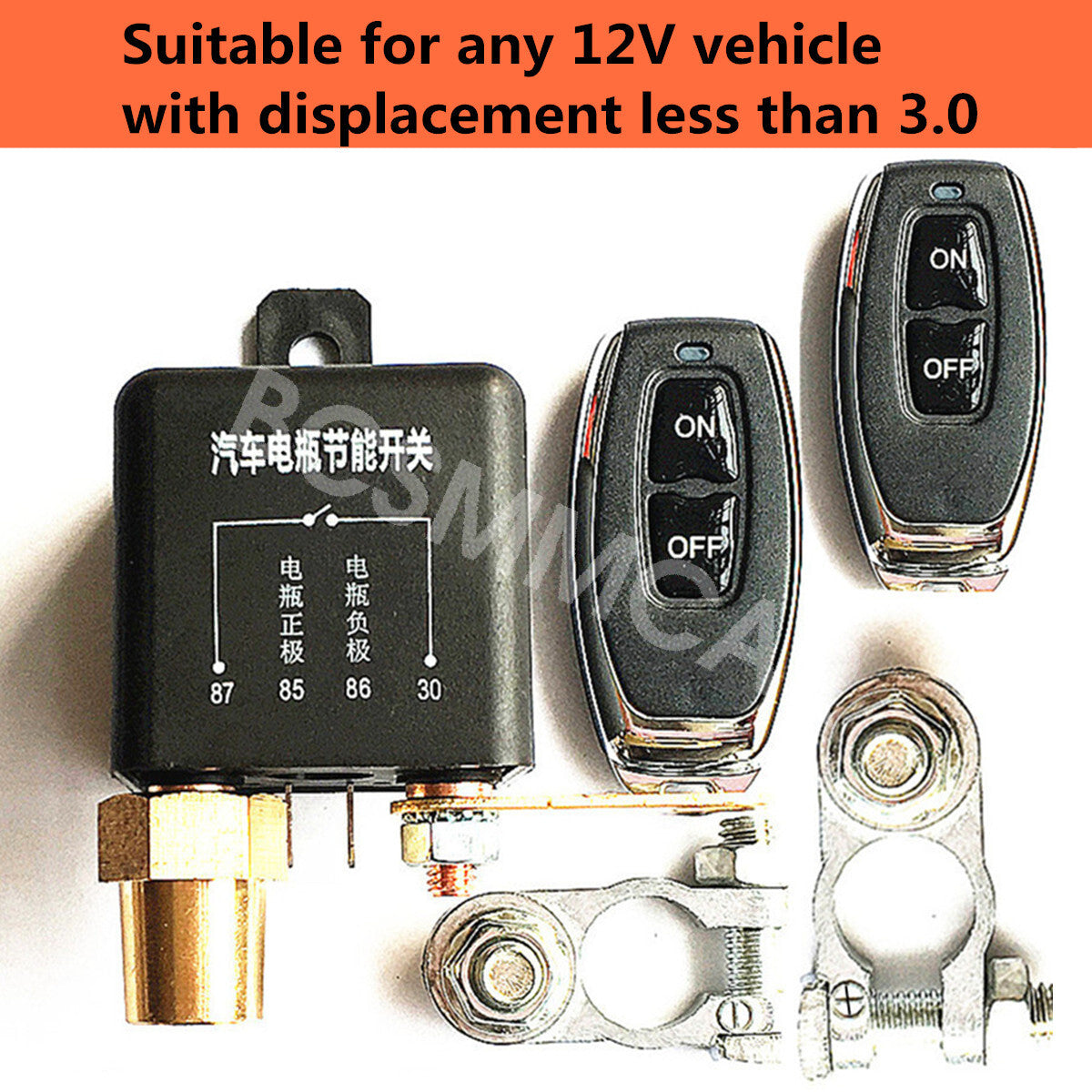 Car Battery Disconnect Isolator Cut Off Switch 12V 230A W/2Pcs Remote Control
