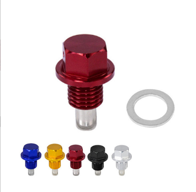 M12 x 1.5mm Gold Tone Magnetic Car Engine Oil Pan Drain Plug Bolt with Washer Q