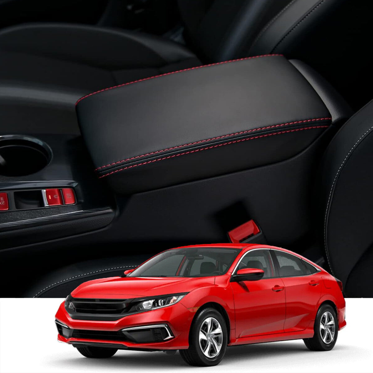 Leather center console armrest cover accessory for 2022-2024 for Honda for Civic vehicles. n