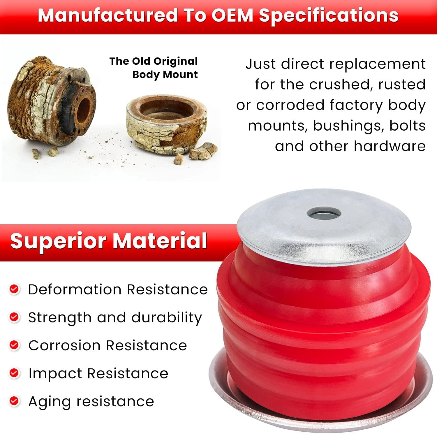 Red body cab mounting bushing kit for 2008-2016 for Ford F250 F350 Super Duty 2WD 4WD