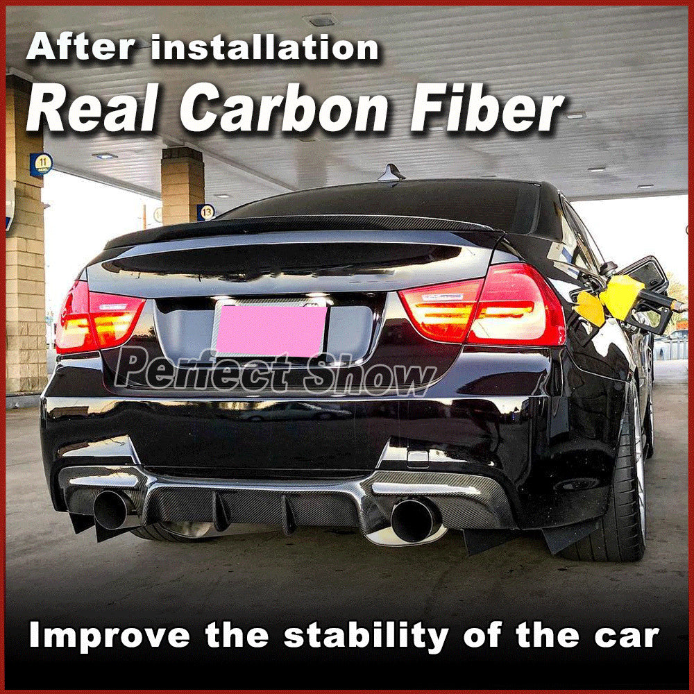 Fit for BMW E90 M-Sport 325i 335i REAL Carbon Rear Bumper Diffuser Lip Spoiler